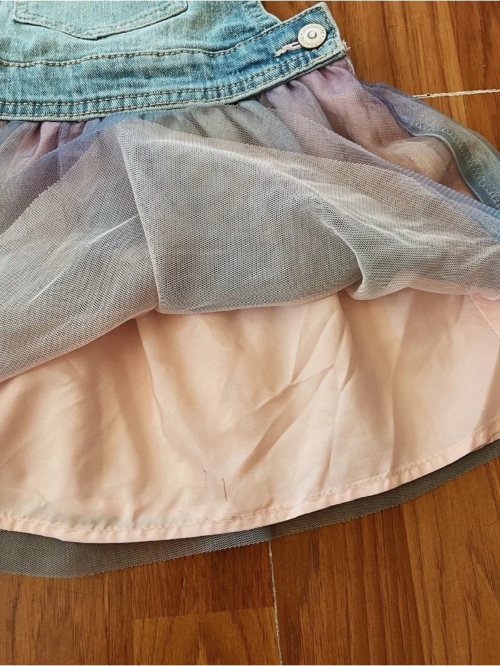 Jordache Toddler Dress Size 2T Blue Light Denim Overall A-Line Tutu Skirt Fairy